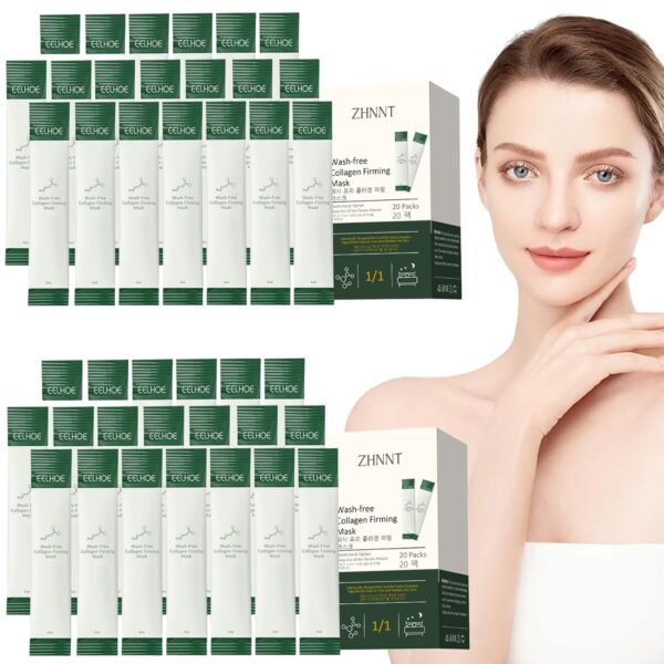 40 Pack Collagen Firming Face Mask，Wash-Free Firming Anti-Ageing Moisturising Face Mask,Smooth & Tight Skin,Facial Masks For Both Men And Women Of All Skin Types