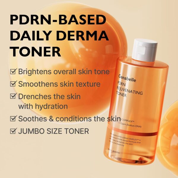 PDRN Rejuvenating Toner - Deep Hydration & Skin Barrier Support with PDRN, Panthenol, Hyaluronic Acid - Soft & Glowing Skin - 10.14 fl.oz/300ml