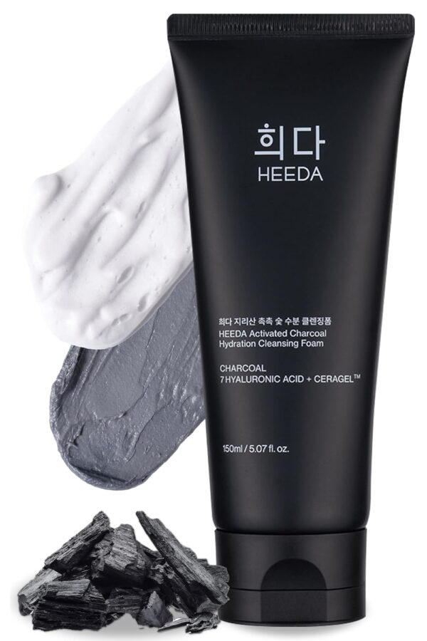 Activated Charcoal Hydration Cleansing Foam, Foaming Facial Cleanser, Hyaluronic Acid, Ceramide, Double cleansing, Korean Face Wash, K Beauty Skincare 5.07 fl.oz.